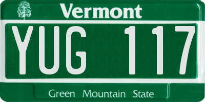 VT license plate YUG117