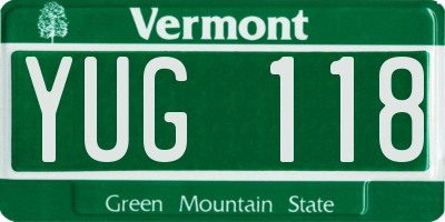 VT license plate YUG118
