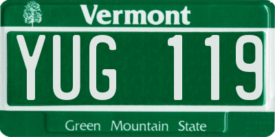 VT license plate YUG119