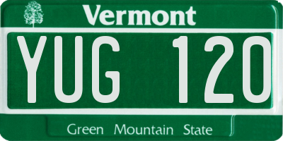 VT license plate YUG120