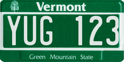 VT license plate YUG123
