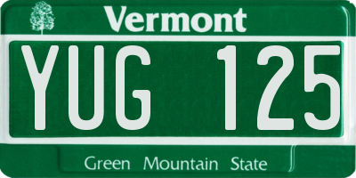 VT license plate YUG125