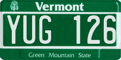VT license plate YUG126