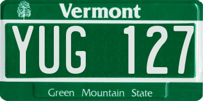 VT license plate YUG127