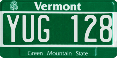 VT license plate YUG128