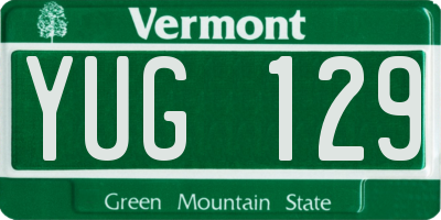 VT license plate YUG129