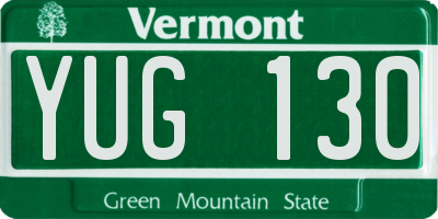 VT license plate YUG130
