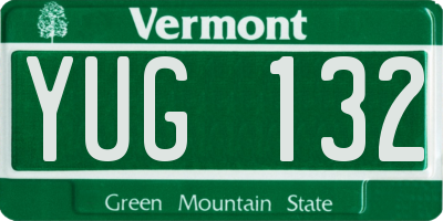 VT license plate YUG132