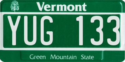 VT license plate YUG133