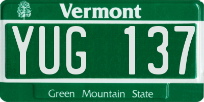VT license plate YUG137