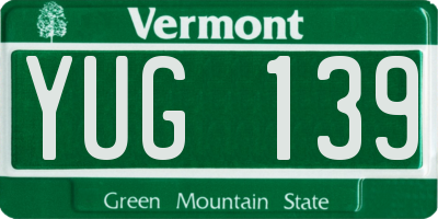 VT license plate YUG139