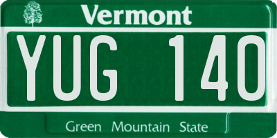 VT license plate YUG140