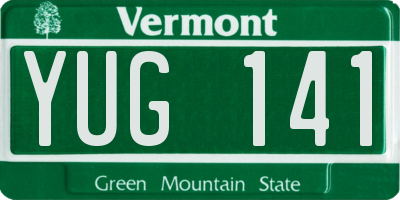VT license plate YUG141