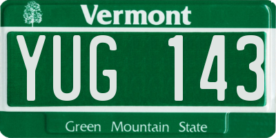 VT license plate YUG143