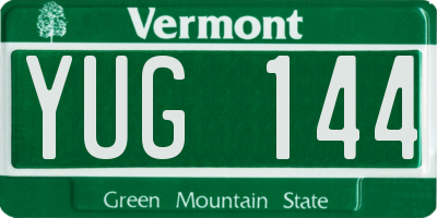 VT license plate YUG144
