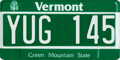 VT license plate YUG145