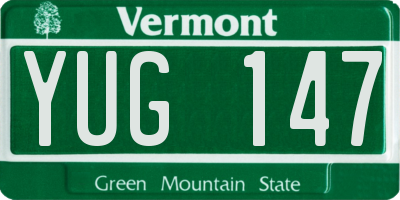 VT license plate YUG147