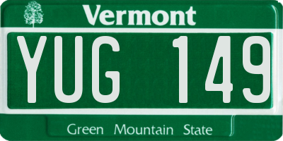 VT license plate YUG149
