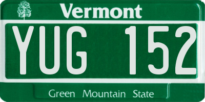 VT license plate YUG152