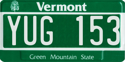 VT license plate YUG153