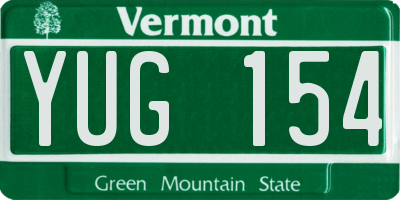 VT license plate YUG154
