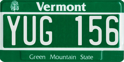 VT license plate YUG156