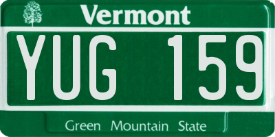 VT license plate YUG159