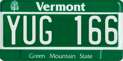 VT license plate YUG166
