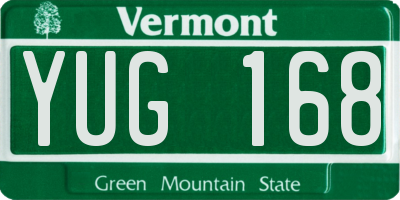 VT license plate YUG168