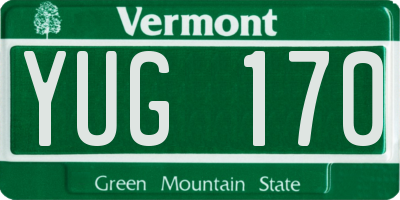 VT license plate YUG170