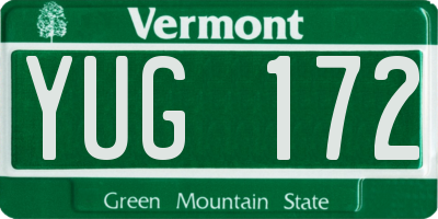VT license plate YUG172