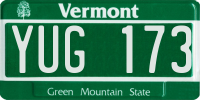 VT license plate YUG173
