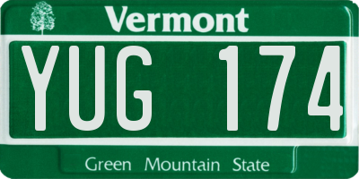 VT license plate YUG174