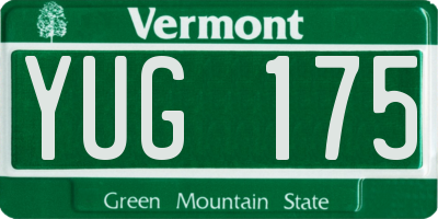 VT license plate YUG175