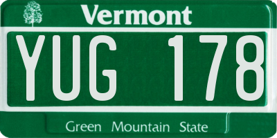 VT license plate YUG178