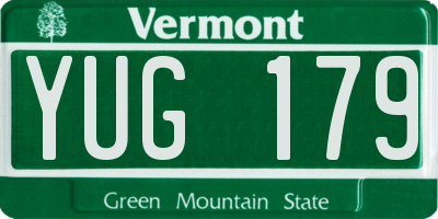 VT license plate YUG179