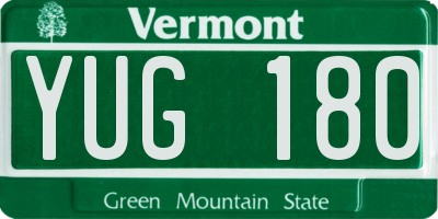 VT license plate YUG180