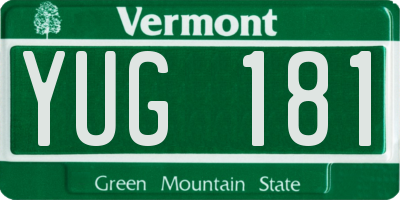 VT license plate YUG181