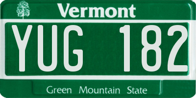 VT license plate YUG182