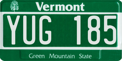 VT license plate YUG185