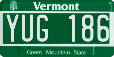 VT license plate YUG186