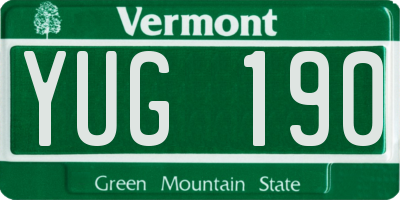 VT license plate YUG190