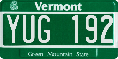 VT license plate YUG192