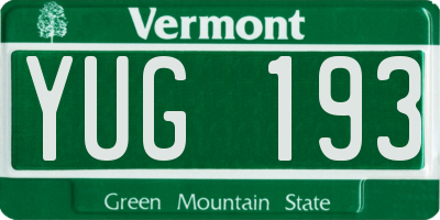 VT license plate YUG193