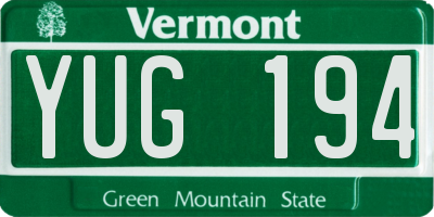 VT license plate YUG194