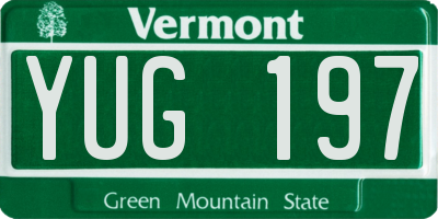 VT license plate YUG197