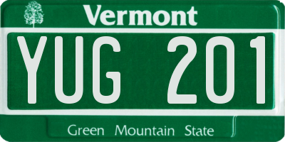 VT license plate YUG201