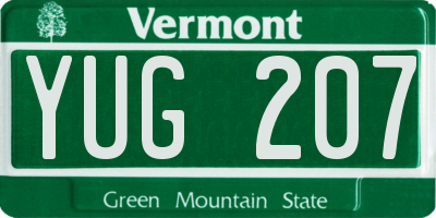 VT license plate YUG207