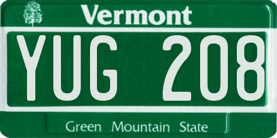 VT license plate YUG208
