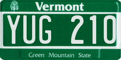 VT license plate YUG210